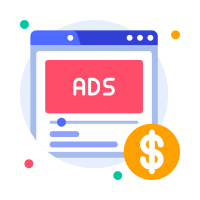 Illustration of an ad banner with a dollar sign, representing online advertising and the potential return on investment through digital ads.